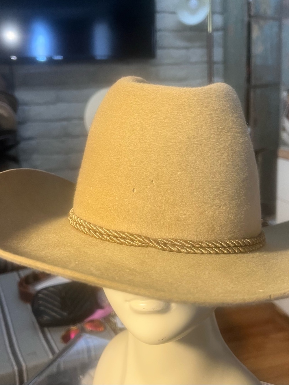 Biltmore vintage Custom hat made Felt Western Hat with Braided Bead Trim